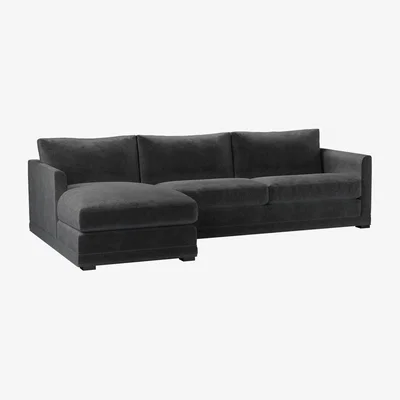 Sofa.com Aissa Large LHF Chaise Storage Sofa in Armour Smart Velvet - sofa.com