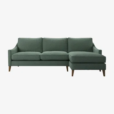Sofa.com Iggy Medium RHF Chaise Sofa in Peacock Plush Tweed Boucle - sofa.com