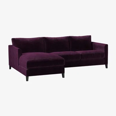 Sofa.com Izzy Small LHF Chaise Sofa in Plum Smart Velvet - sofa.com