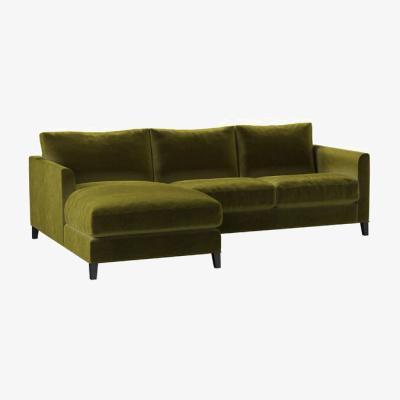 Sofa.com Perfectly Pristine Izzy Small LHF Chaise Sofa in Olive Cotton Matt Velvet - sofa.com