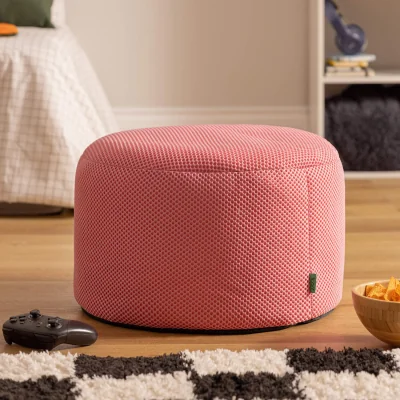 The Range Icon Gaming Performance Mesh Round Footstool Bean Bag - Pink