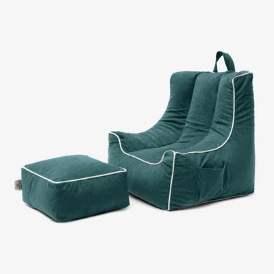 The Range Kids Bean Bag Chair Indoor Beanbag Armchair with Footstool - Midnight / 50cm