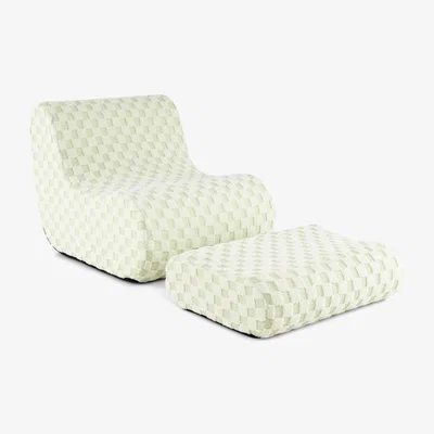 The Range Bean Bag Chair with Ottoman - Green