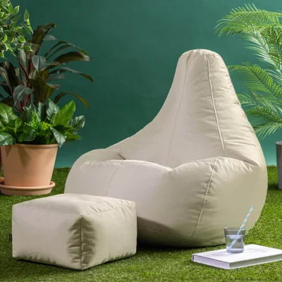 The Range Recliner Indoor Outdoor Bean Bag and Pouffe - Stone