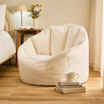 The Range icon Sirena Boucle Bean Bag Accent Chair, Cream - Cream