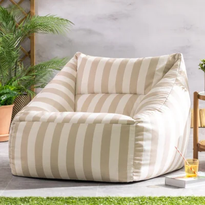 The Range icon Natalia Stripe Soft Woven Kyoto Armchair Bean Bag, Taupe - Taupe
