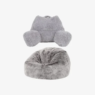 The Range Icon Cuddle Cushion and Kids Faux Fur Classic Bean Bag - Grey