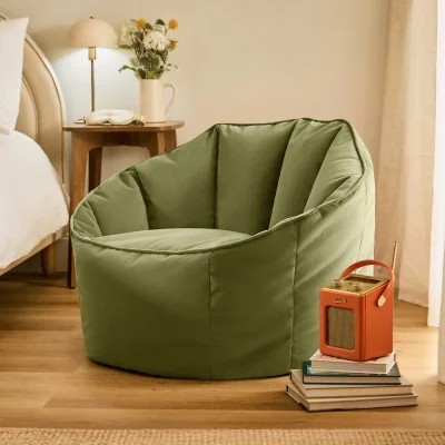 The Range icon Sirena Matt Velvet Bean Bag Accent Chair, Olive - Olive