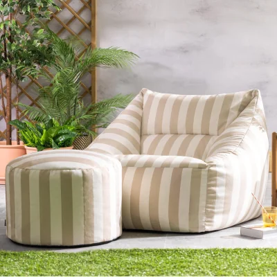The Range icon Natalia Striped Armchair Bean Bag and Footstool, Taupe - Taupe