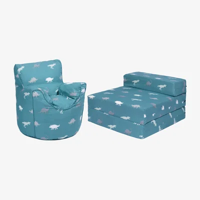 The Range Printed Kids Bean Bag Armchair and Folding Z Bed Mattress - Rex