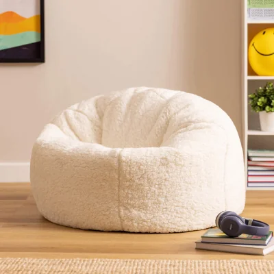 The Range 2 Pack Icon Kids Kingston Teddy Berber Fleece Classic Dome Bean Bag - Natural