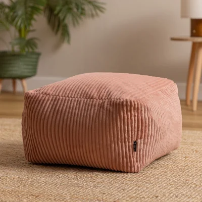 The Range Amara Square Bean Bag Footstool, Corduroy - Dusty Pink