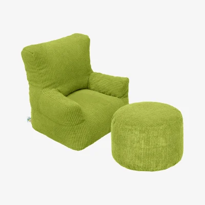 The Range Kids Corduroy Bean Bag With Footstool - Lime