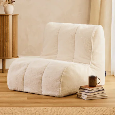 The Range icon Swoop Boucle Accent Chair Bean Bag, Cream - Cream