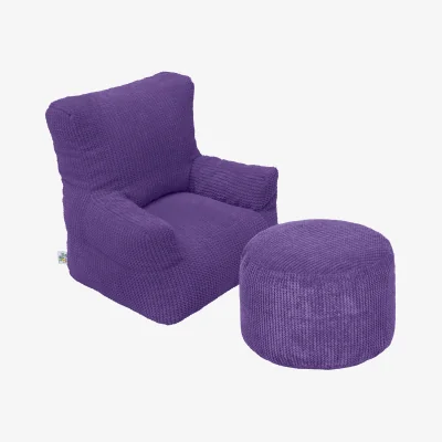 The Range Kids Corduroy Bean Bag With Footstool - Purple