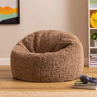 The Range 2 Pack Icon Kids Kingston Teddy Berber Fleece Classic Dome Bean Bag - Brown