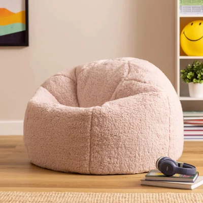 The Range 2 Pack Icon Kids Kingston Teddy Berber Fleece Classic Dome Bean Bag - Light Pink