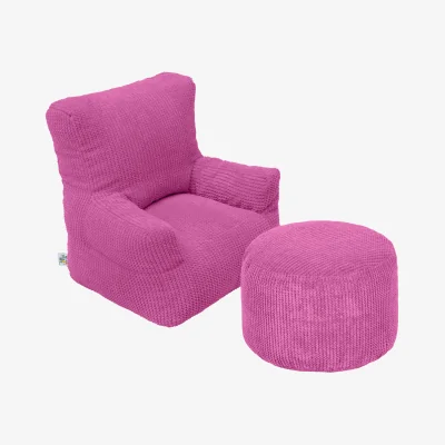 The Range Kids Corduroy Bean Bag With Footstool - Pink