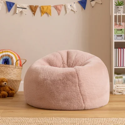 The Range Icon Kids Kingston Rabbit Faux Fur Classic Dome Bean Bag - Pink