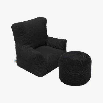 The Range Kids Corduroy Bean Bag With Footstool - Black