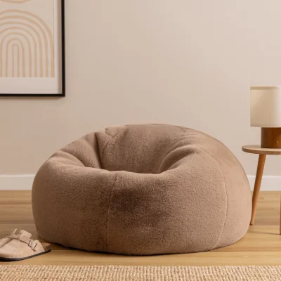 The Range Icon Kingston Faux Fur Classic Dome Bean Bag - Mocha Brown