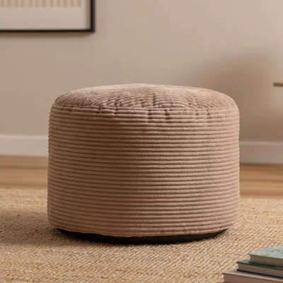 The Range Icon Milano Jumbo Cord Round Footstool Bean Bag, Mocha Brown - Mocha Brown