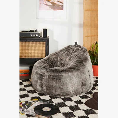 Urban Outfitters icon Arctic Wolf Cocoon Faux Fur Beanbag Lounge Chair - Beige ALL at Urban Outfitters